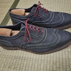 Allen Edmonds Black Wingtip Brogue Oxfords with Red Laces